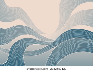 abstract japanese landscape on light background with gradient	