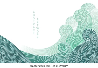 abstract japanese landscape on light background with gradient