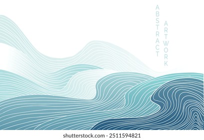 abstract japanese landscape on light background with gradient
