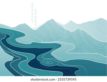 abstract japanese landscape on light background with gradient	