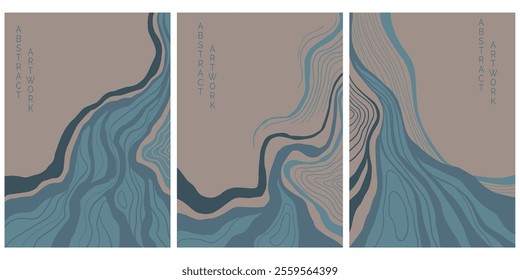 abstract japanese landscape on light background in pastel colours	