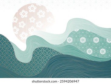 abstract japanese landscape on light background with gradient	