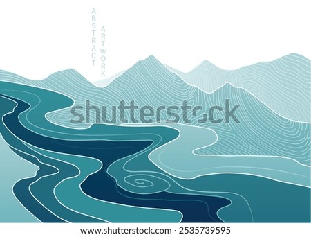 abstract japanese landscape on light background with gradient	