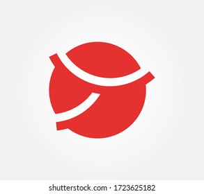 Abstract japanese letter T logo vector design template in circle red shape.