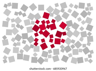 Abstract Japanese national flag - the flag of Japan made of small red and white squares