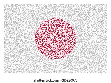Abstract Japanese national flag - the flag of Japan made of small red and white squares