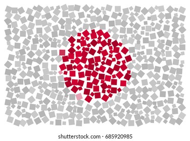 Abstract Japanese national flag - the flag of Japan made of small red and white squares