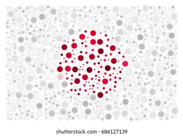 Abstract Japanese national flag - the flag of Japan made of small red and white stroked circles