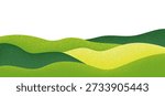 Abstract Japanese Rice Field Pattern. Agriculture Landscape Illustration. Green Tea Hills Collage Illustration. Vector Grass Mountain Texture.