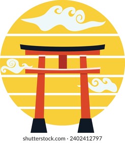 Abstract japanese Torii gate illustration in minimalism style.