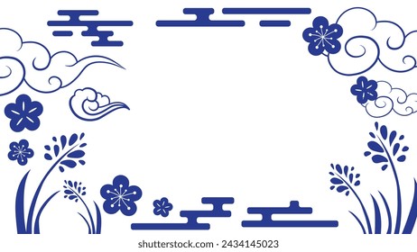 Abstract Japanese vector design background flower frame