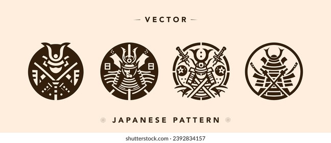 Abstract Japanese Warrior Masks Vector Collection