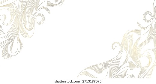 Abstrakter japanischer Wellenhintergrund, fließende Linien, geometrische Kurven. Orientalisches Vektormuster, Ozeanformen, Premium-Poster, Karten, Vorlagen, Rahmen