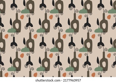 Abstract Jar Boho Seamless Pattern Background Vector