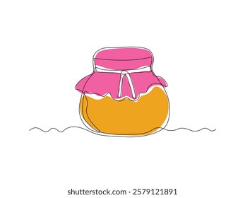 abstract jar of honey or jam, continuous single one line art hand drawing sketch logo