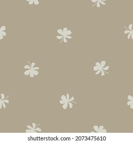 Abstract jasmine floral vector seamless pattern background. Silhouettes of flower heads, blossom, petals. Monochrome beige ecru neutral backdrop. Botanical repeat of medicinal healing plant shrub.