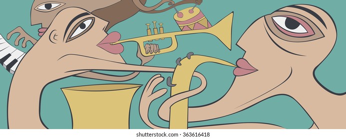 Abstract Jazz Art, Jazz Band Event Poster (Vector Art)