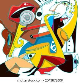 Abstract Jazz Art, Cubic Style (Vector Art)