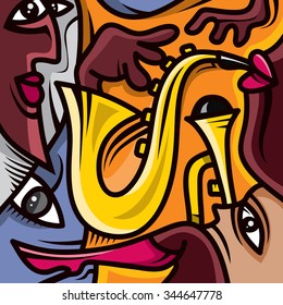 Abstract Jazz Art, Music Band, instruments (Vector Art)