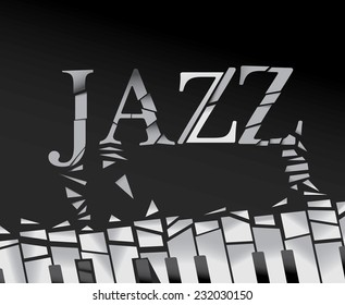 Abstract Jazz Art, Piano Background with geometric shapes (Vector Art)