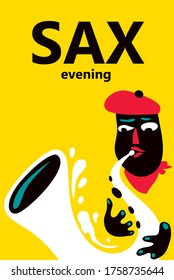 Abstract Jazz Art, Sax Player (Vector Art)