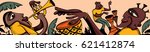 Abstract Jazz Art, Trumpet, Saxophone, Tropical Environment (Vector
 Art)
