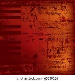 Abstract Jazz Background Piano Keys On Red