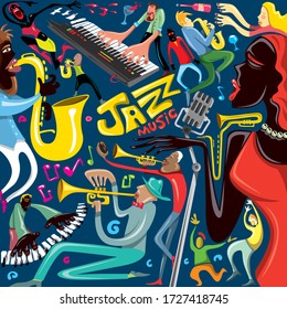 Abstract Jazz Band Artwork, Banner (Vector Art)