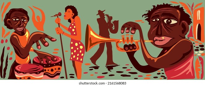 Resumen de arte de banda de jazz (arte vectorial)