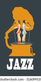 Abstract jazz band, Jazz music party invitation design vector illustration
