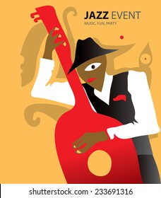 Abstract Jazz Bass Player, Cool Style (Vector Art)