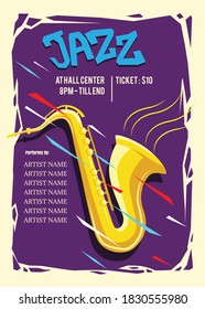 abstract jazz concert poster vector design template