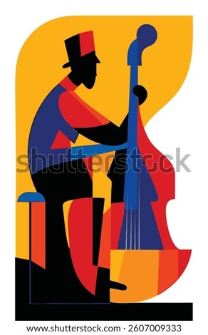 Abstract Jazz Musician Playing Double Bass – Modern Geometric Art