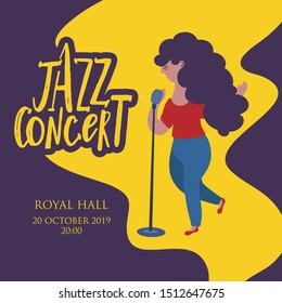 Abstract jazz singer,concert or music party invitation design, Vector illustration with sample text