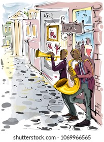 Abstract Jazz in the Streets of Montreal (Vector Art)