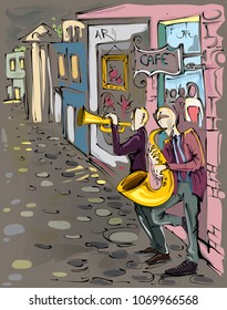 Abstract Jazz in the Streets of Montreal (Vector Art)