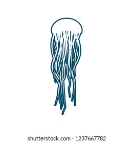 Abstract jelly fish icon in thin line style.