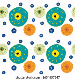 Abstract jelly fish set for wallpaper. Seamless pattern eyeballs set for wrap paper, textile linen, fabric pillowcase, bath tile, t-shirt, bag or hoody print. White isolated stock vector illustration