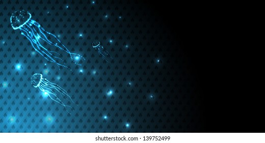  abstract jellyfish blue  background