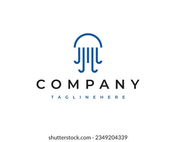 abstract jellyfish line logo design