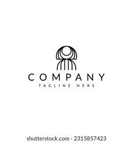 abstract jellyfish line vector logo design