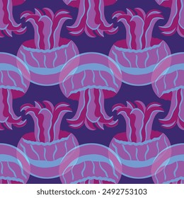 Abstract jellyfish medusa seamless pattern design