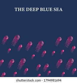 
Abstract jellyfish on blue background. Vector illustration.