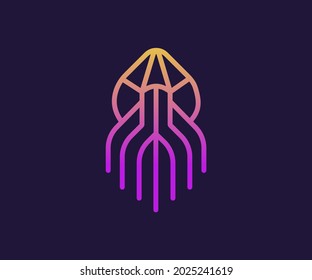 abstract jellyfish technology logo design