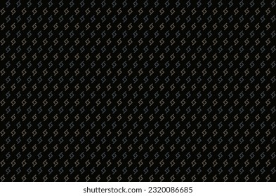 Resumen de Jera Rune patrón sin fisuras con formas simples en color marrón y azul sobre fondo negro, símbolo de ciclos, cosecha y cambio positivo. Para los camisas masculinas la mujer la ropa cubierta la huella textil