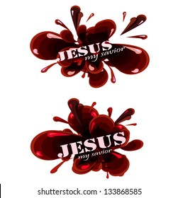 Abstract  Jesus  blood  vector splash bubbles banner