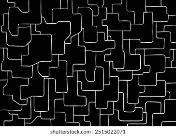 Padrão de quebra- cabeça abstrato. Fundo de padrão de ilustração de vetor preto e branco