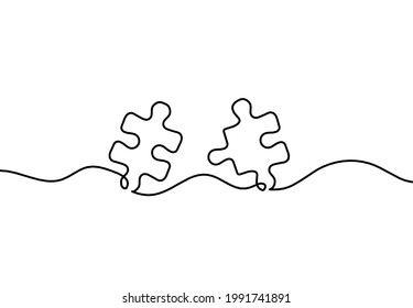 Abstract jigsaw puzzle as line drawing on white background. Vector