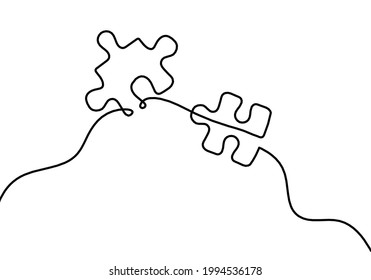 Abstract jigsaw puzzle as line drawing on white background. Vector