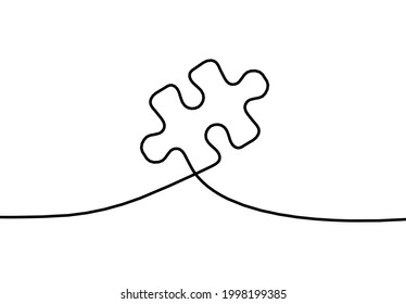 Resumen rompecabezas de rompecabezas como dibujo de líneas sobre fondo blanco. Vector